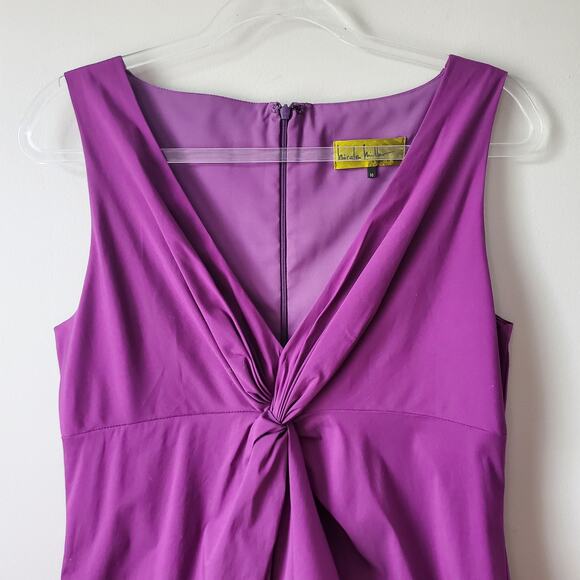 90s Nicole Miller Gold Label Sheath Dress 10 Purple Cotton Sleeveless Y2K VTG - Picture 2 of 12